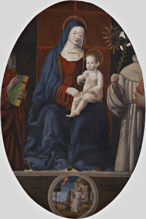 Madonna in trono con Bambino, i santi Girolamo, Antonio da Padova e le stimmate di S. Francesco