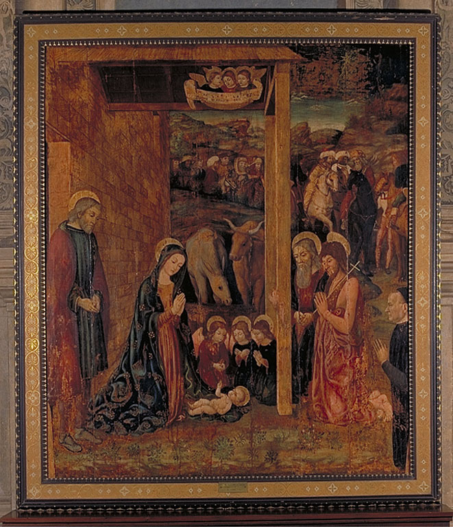 Natività, i Santi Giovanni Battista, Giovanni Evangelista, il committente Rodolfo Priori