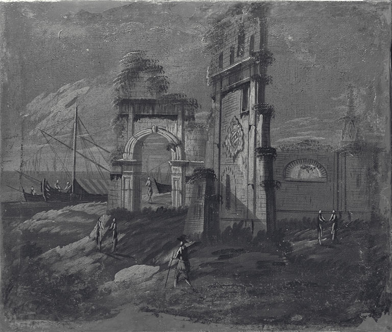 Paesaggio con rovine