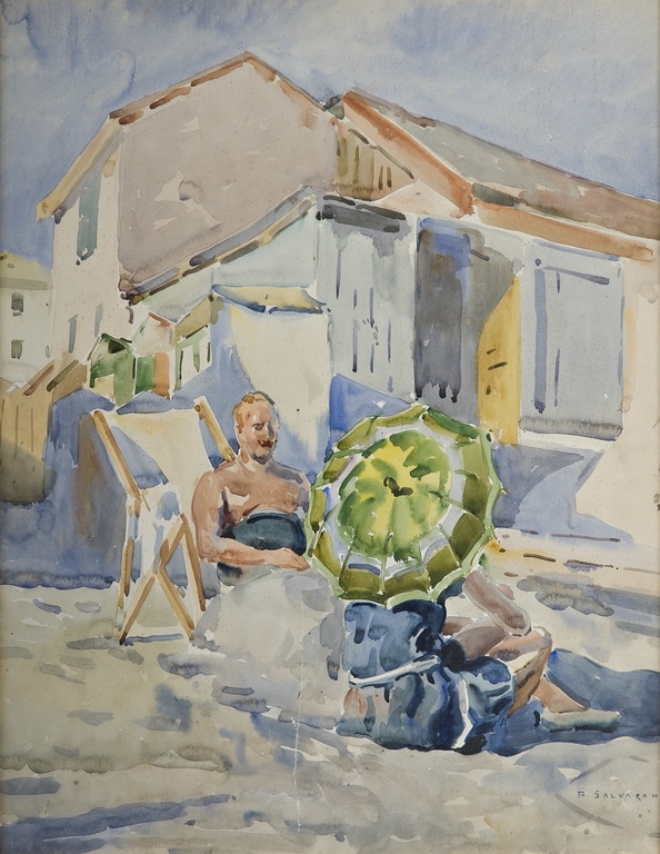 Paesaggio marino con figure