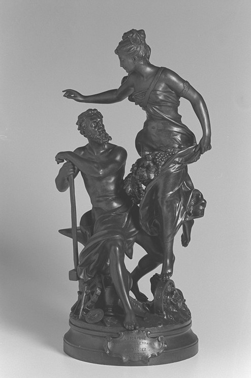 Statua in bronzo La fortune recompense le travail