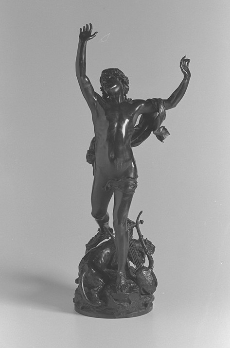 Statua in bronzo con Le douleur d’Orphée