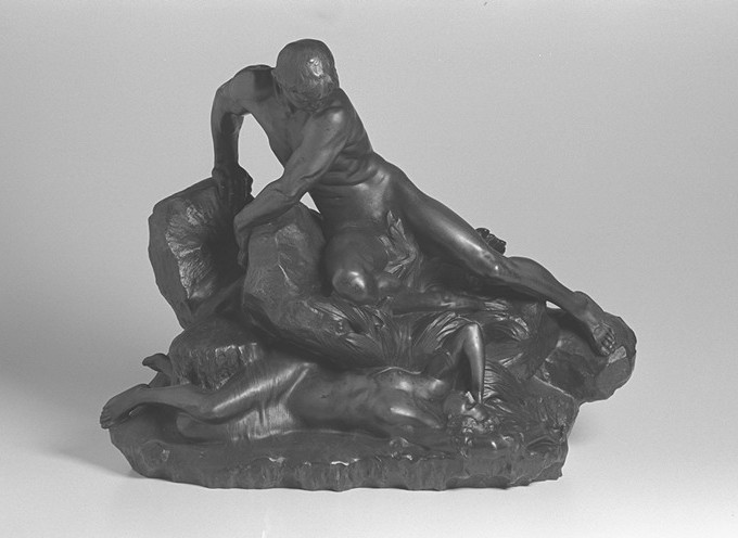 Statua in bronzo con Naissance de la source