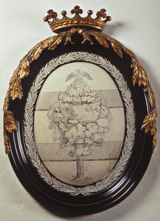 Targa in scagliola con stemma del comune di Carpi