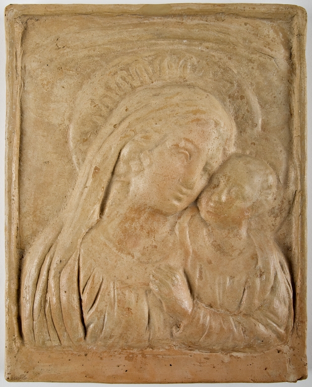 Targa in terracotta con Madonna col Bambino